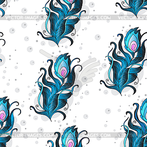 Beautiful seamless pattern with peacock feathers - vector clip art