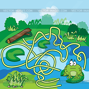 Frogs Maze Game - vector clipart