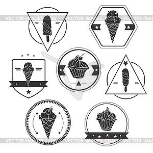 Collection of ice cream labels - vector clipart