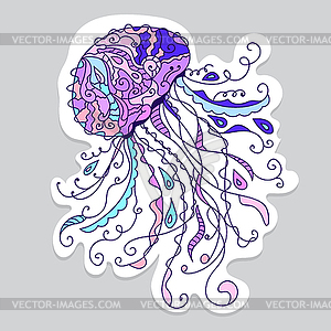 Zentangle stylized Jellyfish - vector clip art