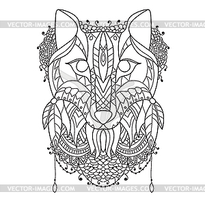 Fox Pattern style zentangl - vector clip art