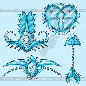 Cartoon beautiful winter artifacts - vector image