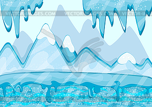 Cartoon winter landscape with iceberg and ice - vector image