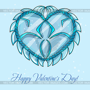 Happy valentines day cards with ice heart - royalty-free vector clipart