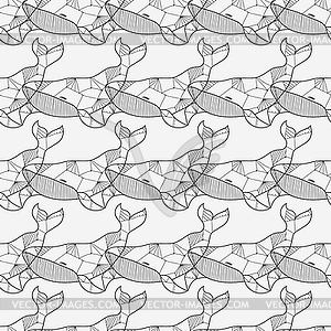 Seamless sea pattern with whales - vector image