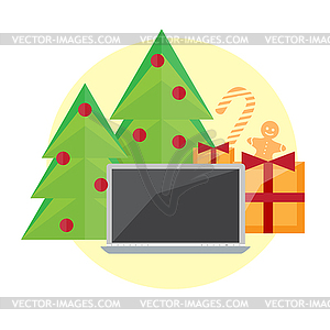 Happy New Year and Christmas Card - vector image