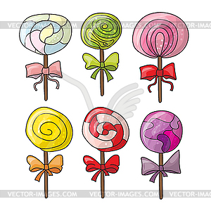 Set of colorful lollipops in style - vector clipart