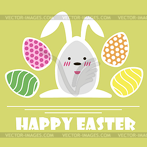 Happy Easter greeting card. Easter Eggs and text - vector clipart