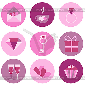 Set of icons for Valentines day, Mothers day, - color vector clipart