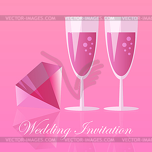 Two Champagne Glasses - vector clipart