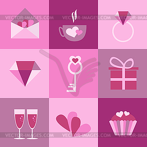 Set of icons for Valentines day, Mothers day, - vector image