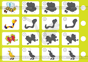 Match shadow - Worksheet for education - vector clipart / vector image