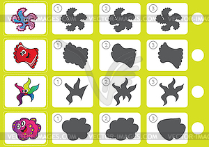 Match shadow - Worksheet for education - vector clipart