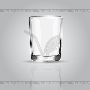 Empty drinking glass cup on grey background - vector image