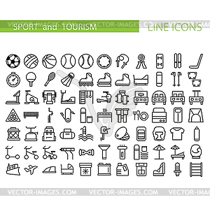 Sport and recreation flat icon set. Collection of - vector image