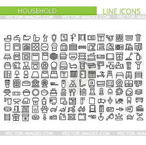 Household appliances line icons set - vector clip art