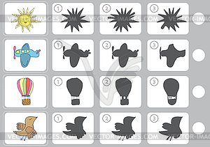Match shadow - Worksheet for education - vector clip art