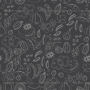 Pattern with spices and herbs. Medicinal, - vector clip art