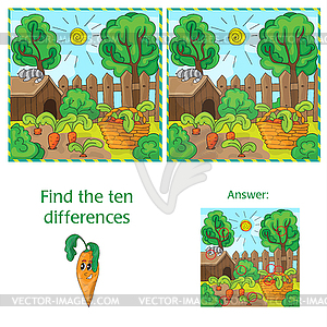 Find differences between two images carrots in - vector image