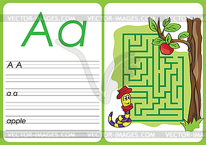 Alphabet A-Z - puzzle Worksheet - - apple - vector clipart