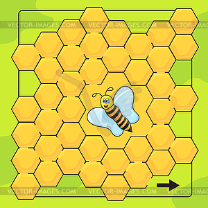 Bee and honeycomb game for Preschool Children. - vector image