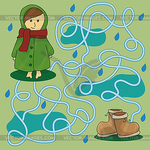 Rainy day maze for kids - vector clipart