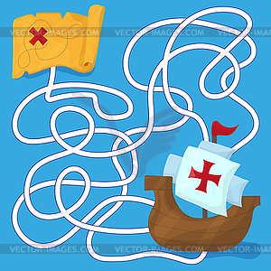 Maze. ships of Christopher Columbus. Children s gam - royalty-free vector image