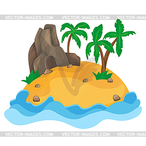 Cartoon small tropical island - vector image