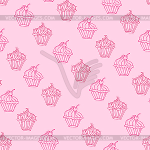 Lovely cupcake dessert seamless background design - vector clipart