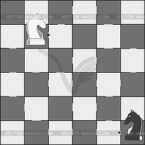 Chess board and horses pieces - maze game for - vector clip art