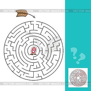 Labyrinth with arrows. - game with answer - vector clipart