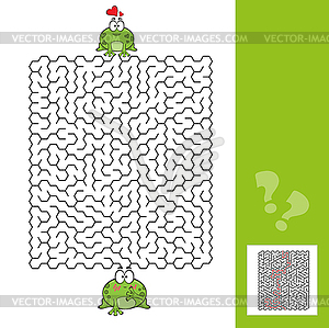 Frogs Maze Game with answer - vector image