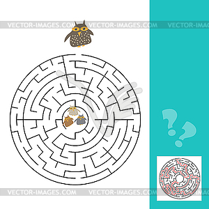 Funny owls labyrinth game for Preschool Children - vector EPS clipart