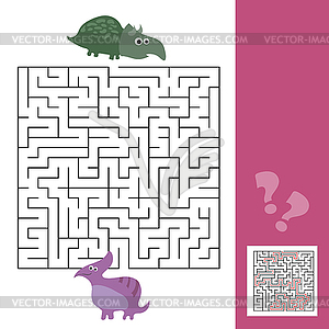 Funny maze for children. Help dino to find friend. - vector image