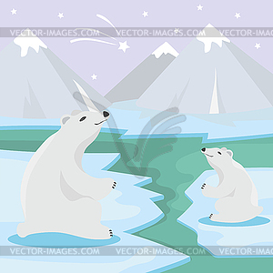 International Polar Bear Day poster. cute Polar - color vector clipart