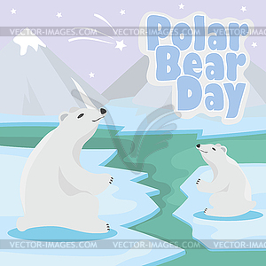 International Polar Bear Day poster. cute Polar - vector image