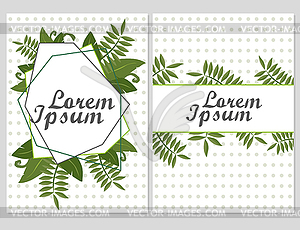 Set of Floral cards Design with green leaves - - vector EPS clipart