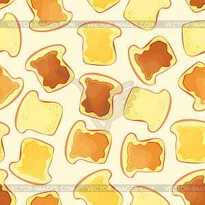 Bread slice toast with jam - seamless pattern - vector clipart