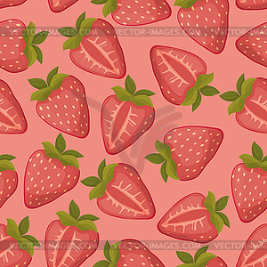 Strawberries seamless pattern with pink background - vector image