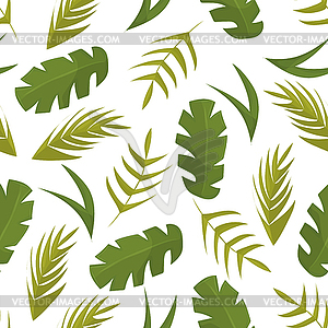 Seamless pattern with tropical leaves - vector image