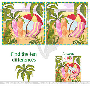 Find 10 differences puzzle with answer. Cartoon - vector clip art