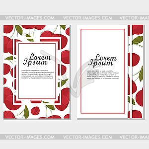 Red cherry card, frame. Vintage template for design - vector clipart / vector image