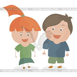 Boy and girl. Funny cartoon and teen characters - vector clip art