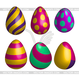 Set of realistic happy easter eggs in different - vector clip art