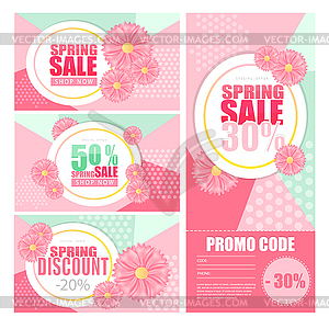 Spring sale background banner beautiful pink flower - vector clipart