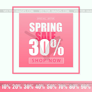 Spring Sale banner template. in pink color - - vector image