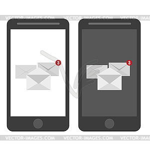 White envelopes letter with counter notification, - vector image