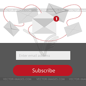 Light Subscribe to newsletter form in red,grey and - vector image