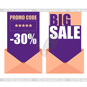 Sale creative badges set. Promo code and sale - vector image