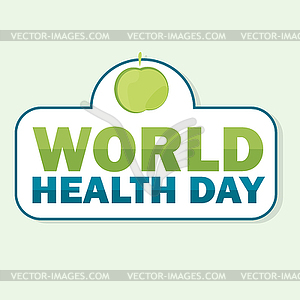 World health day card. with green apple and text - vector image